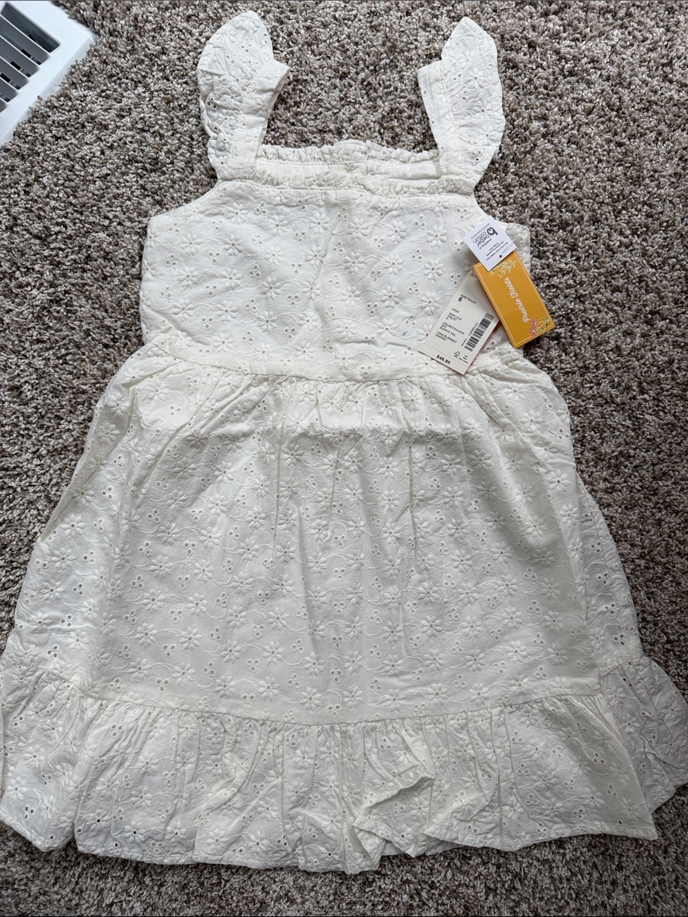 NWT Gymboree Girls' cream Eyelet Ruffle Sundress size 6